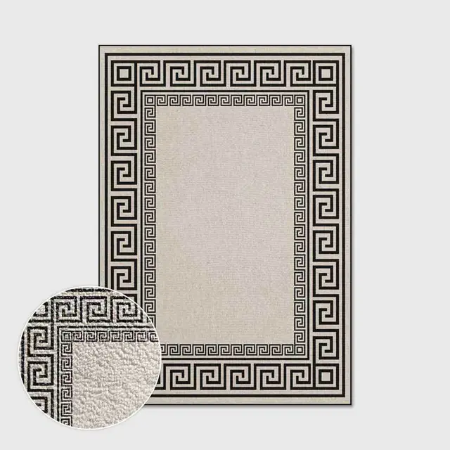 Geometric Black And White FrameLloop Velvet Bedroom Living Room Corridor Door Carpet White - Shop at LoveMi