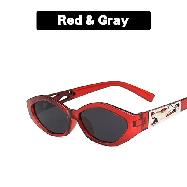 SO&EI Retro Small Frame Polygon Cat Eyes Women Sunglasses Brand Designer Fashion Cheetah Decoration Ladies Sun Glasses Burgundy Gray Flakes - Shop at LoveMi