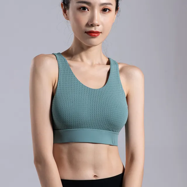 Running Shockproof Vest style Gathering And Shaping All in one Yoga Fitness Bra Green - Shop at LoveMi
