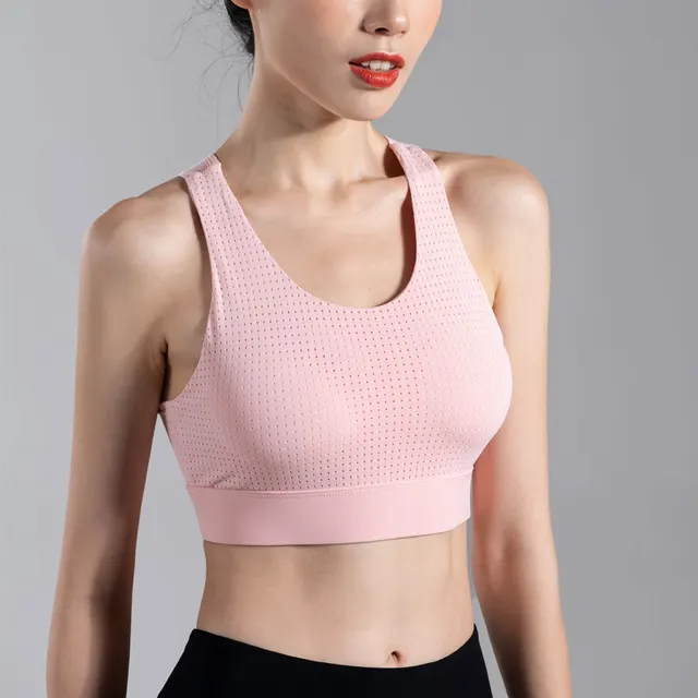 Running Shockproof Vest style Gathering And Shaping All in one Yoga Fitness Bra Pink - Shop at LoveMi