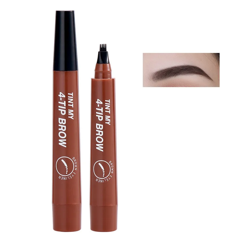 Semi-permanent Waterproof And Sweat-proof Ink Wild Eyebrow Pencil Eyebrow Cream - Dark Coffee