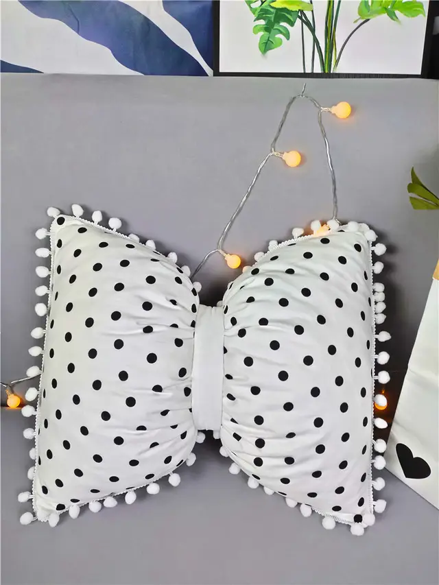 Black And White Striped Bow Waist Pillow Pillow Cute Cushion Lunch Break Pillow Wave Dots On White - Shop at LoveMi
