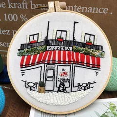 France Garden Flower Beginner Embroidery Fabric Threads Material Bag Diy 3d Landscape Needlework Cross Stitch Kit Wall Painting Garden Pizza - Shop at LoveMi