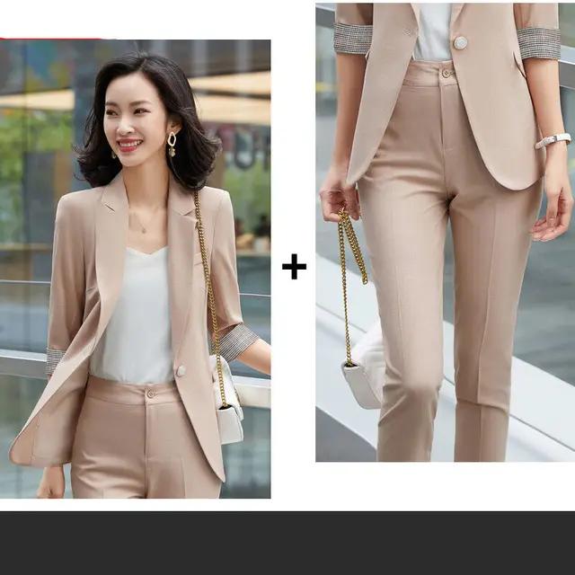 Two piece Fashion Lady's Professional Wear Apricot - Shop at LoveMi
