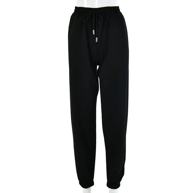 SIBYBO Black Cotton Thicken Cargo Pants Women Autumn High Waist Sweat Pants Streetwear Harajuku Baggy Trousers Pantalones Black - Shop at LoveMi