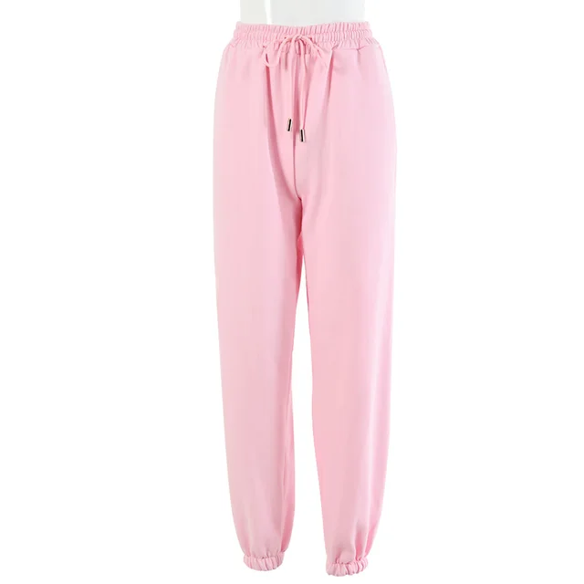 SIBYBO Black Cotton Thicken Cargo Pants Women Autumn High Waist Sweat Pants Streetwear Harajuku Baggy Trousers Pantalones Pink - Shop at LoveMi