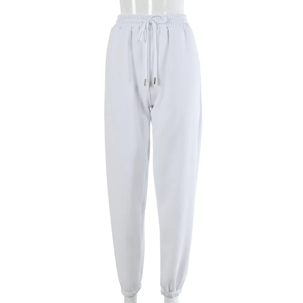 SIBYBO Black Cotton Thicken Cargo Pants Women Autumn High Waist Sweat Pants Streetwear Harajuku Baggy Trousers Pantalones - White