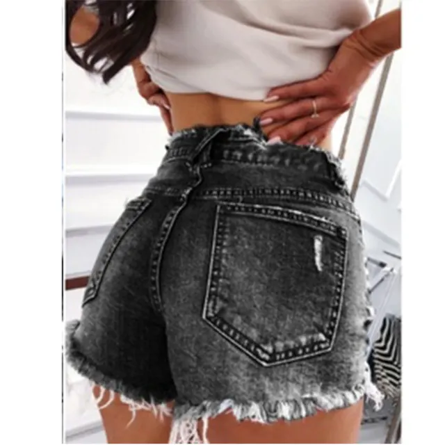 Ripped High Waist Hot Pants Denim Shorts Gray - Shop at LoveMi