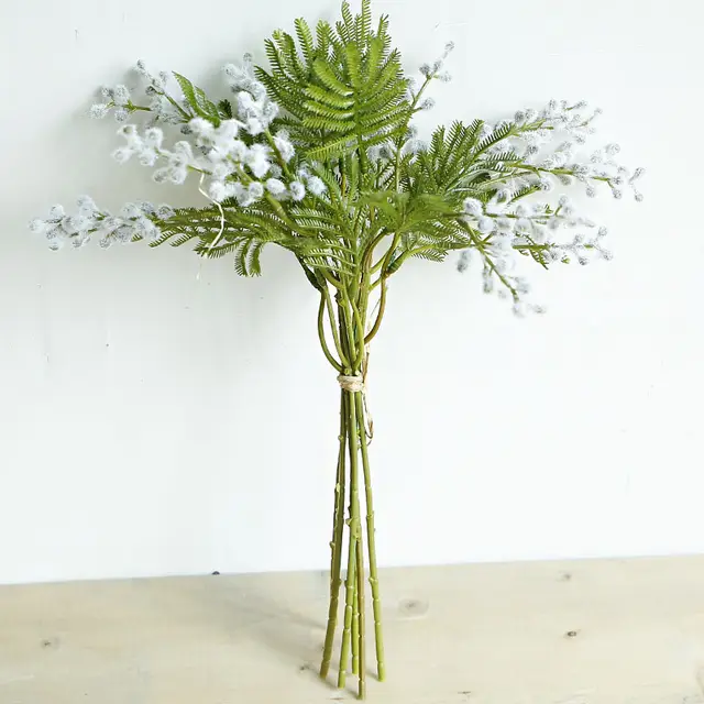 Lan Kwai Fong puts bunches of hairy Acacia beans simulation flowers simulation plants wedding fake flowers home decoration shooting props White - Shop at LoveMi