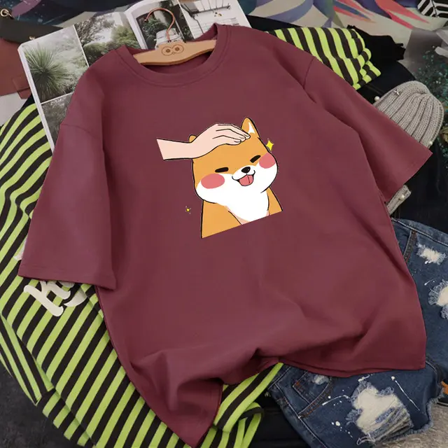 Trend Cartoon Short sleeved Women's Women's Ins Pure Cotton Women's Half sleeved T shirt Spring And Summer Korean Style Loose Slim Top Fuchsia - Shop at LoveMi