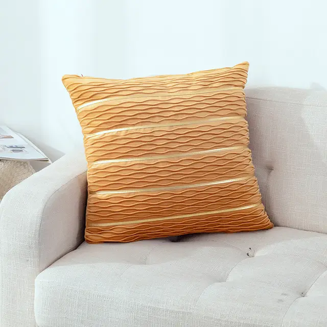 Simple Luxury Striped Velvet Pillow Cover Pillow Cushion Cover Pillow Case Covers for Sofa Flannel Velvet Sofa Cushion Cover Yellow - Shop at LoveMi