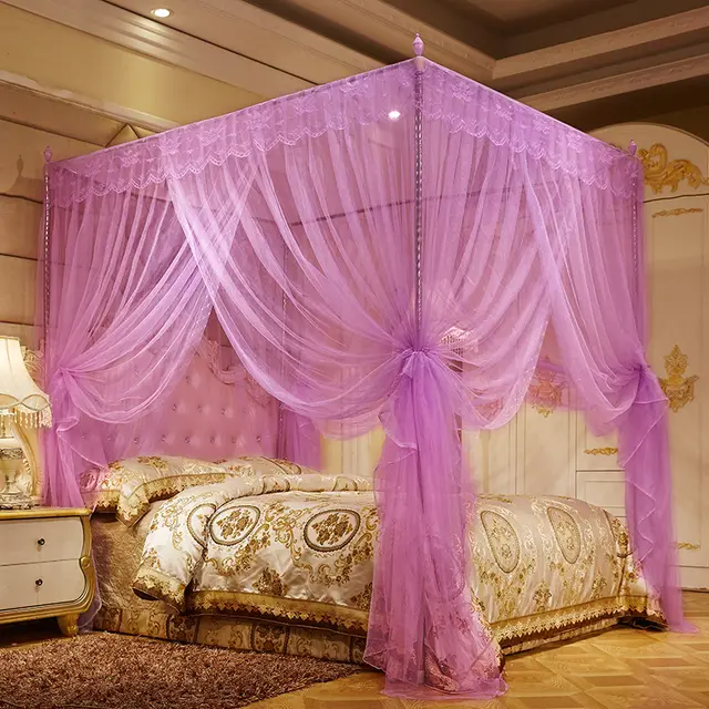 Household Mosquito Net princess Wind Floor Stand Encrypted Thick Mosquito Net Purple - Shop at LoveMi