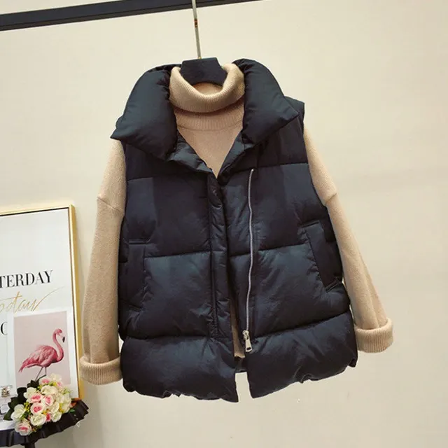 Women's Padded Vest Short Waistcoat Black - Shop at LoveMi