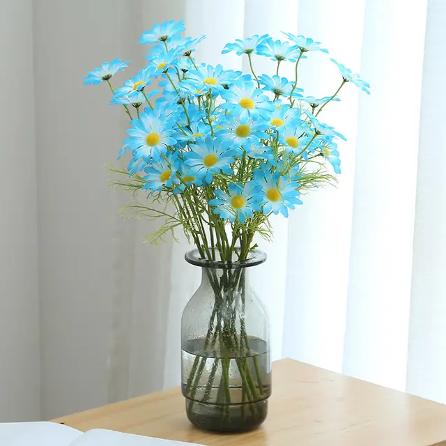 Small Daisies Simulation Bouquet 5 Dutch Chrysanthemum Cosmos Chamomile Wedding Home Decoration Fake Flowers Factory Outlet Blue - Shop at LoveMi