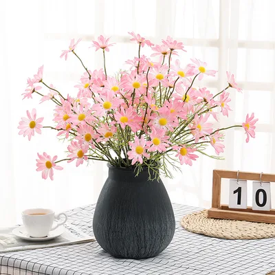 Small Daisies Simulation Bouquet 5 Dutch Chrysanthemum Cosmos Chamomile Wedding Home Decoration Fake Flowers Factory Outlet Pink - Shop at LoveMi