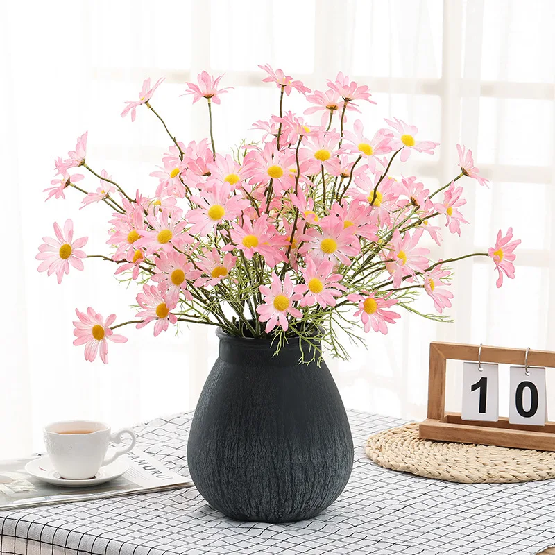 Small Daisies Simulation Bouquet 5 Dutch Chrysanthemum Cosmos Chamomile Wedding Home Decoration Fake Flowers Factory Outlet - Pink