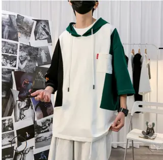 Loose Large Unisex Hip Hop Hooded Sleeve T-Shirt - Tx0216 White