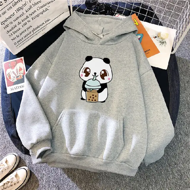 New Korean Style Hooded Plus Fleece Sweater Women Casual Loose Blouse Jacket Lovers Hoodie Grey - Shop at LoveMi