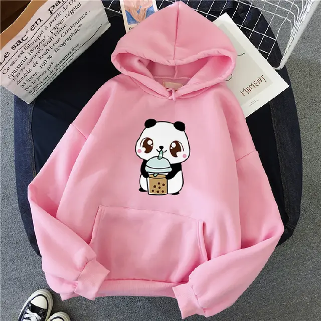 New Korean Style Hooded Plus Fleece Sweater Women Casual Loose Blouse Jacket Lovers Hoodie Pink - Shop at LoveMi