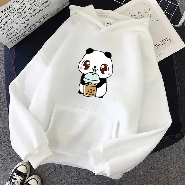 New Korean Style Hooded Plus Fleece Sweater Women Casual Loose Blouse Jacket Lovers Hoodie White - Shop at LoveMi