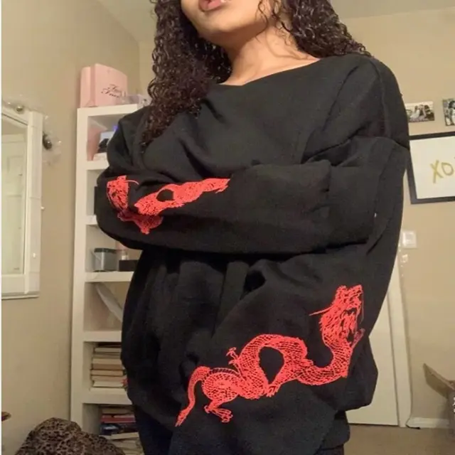 Long Sleeve Ssangyong Element Printed Sweatshirt Red - Shop at LoveMi