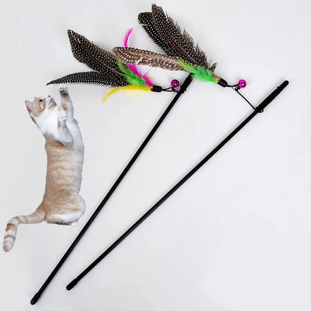 Pearl Bird Funny Cat Stick Feather Pet Toy Bell Funny Cat Stick Funny Cat Pole - Shop at LoveMi