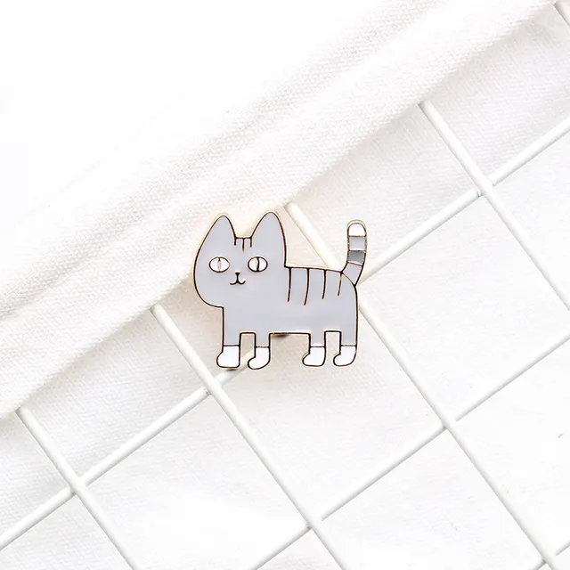 Bag Accessories Cartoon Dripping Oil Cute Alien Cat Brooch Japanese Badge Pin Badge Custom Gray - Shop at LoveMi