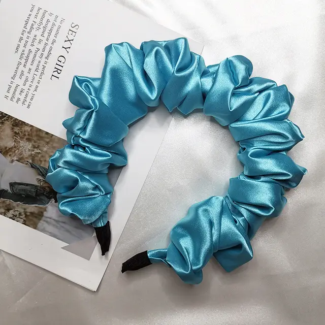 Imitation Silk Pure Color Bubble Folds Fine Hair Hoop All Match Hair Accessories Purple Large Intestine Knotted Face Wash Hair With Headdress Blue - Shop at LoveMi