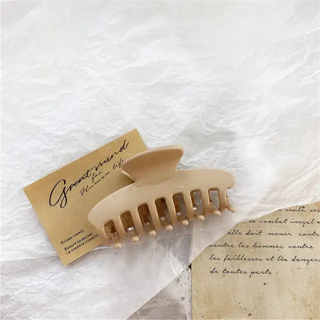 Korean Retro Ins Style Temperament Grab Clip Commuter Simple Oval Hollow Grab Clip Transparent Bath Hair Clip Grab Clip Pink - Shop at LoveMi