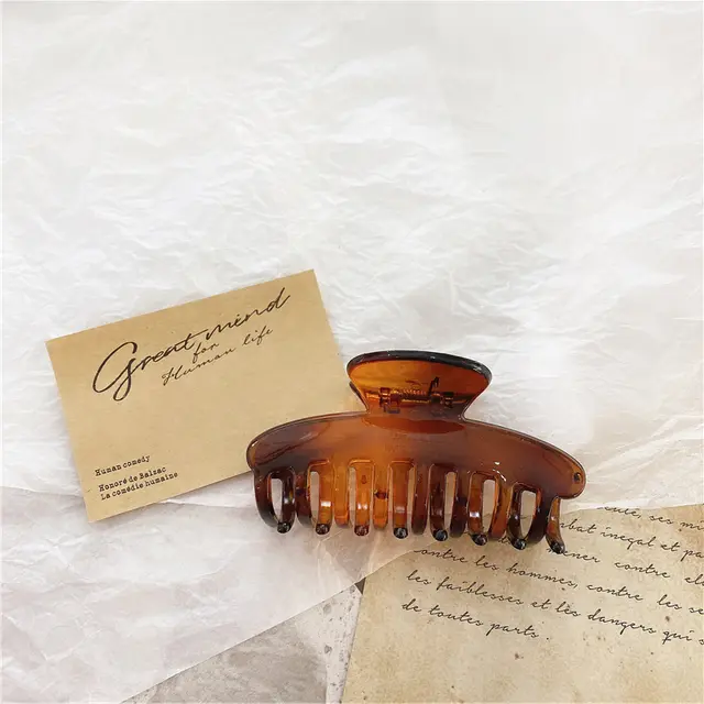 Korean Retro Ins Style Temperament Grab Clip Commuter Simple Oval Hollow Grab Clip Transparent Bath Hair Clip Grab Clip Tortoiseshell - Shop at LoveMi