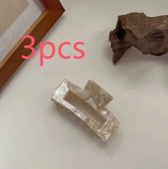 Korea elegant temperament exquisite acetic acid hair catch large medium back head hair clip headdress clip hair clip female Beige 2Pcs - Shop at LoveMi