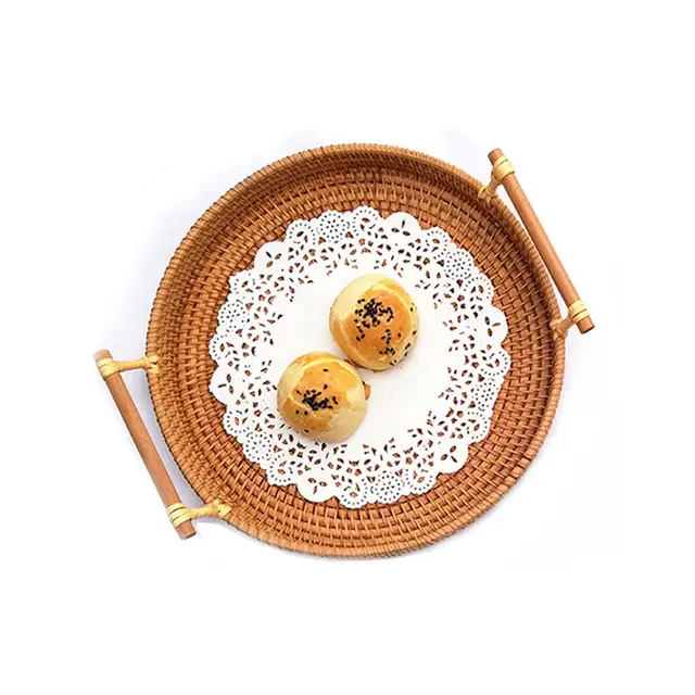 Autumn Rattan Woven Storage Upgraded Version Of Snacks, Fruit Baking Furniture Accessories Brown - Shop at LoveMi