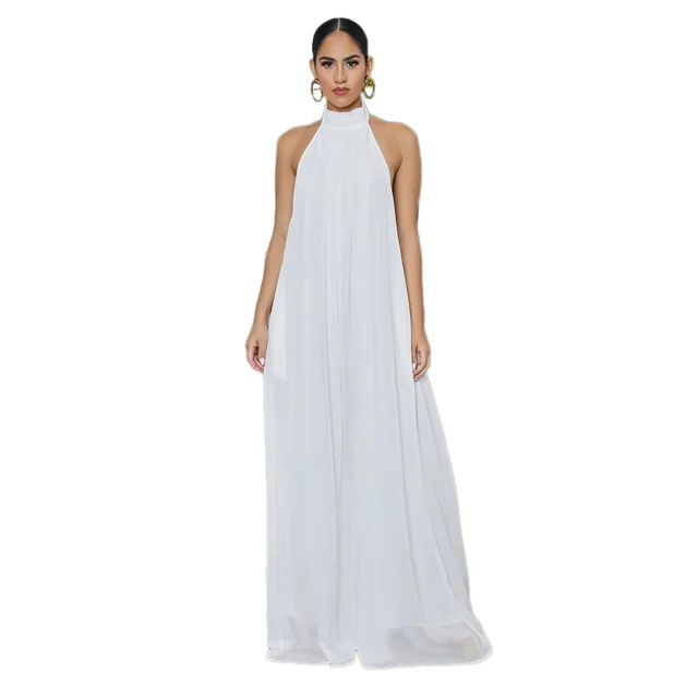 Casual Chiffon Loose Backless Women s Jumpsuit White - Shop at LoveMi