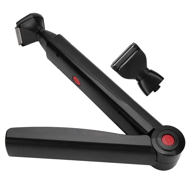 Electric Back Hair Shaver Trimmer Machine Long Handle USB Folding Double Sided Back Body Hair Leg Removal Tool Black - Shop at LoveMi