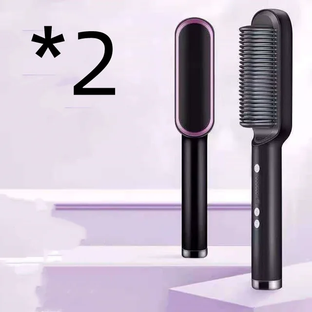 New 2 In 1 Hair Straightener Hot Comb Negative Ion Curling Tong Dual purpose Electric Hair Brush Us - Shop at LoveMi