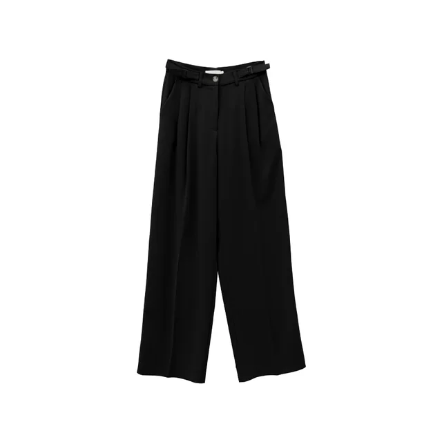 Women's High Waist Slim Wide Leg Trousers Black - Shop at LoveMi