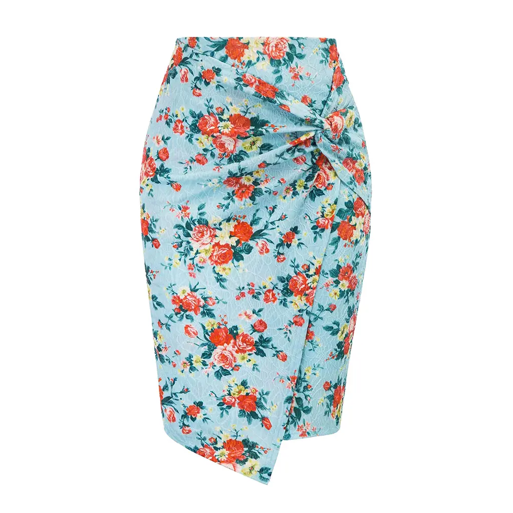 Printed Urban Casual Bag Hip Skirt Skirt - Green Flower