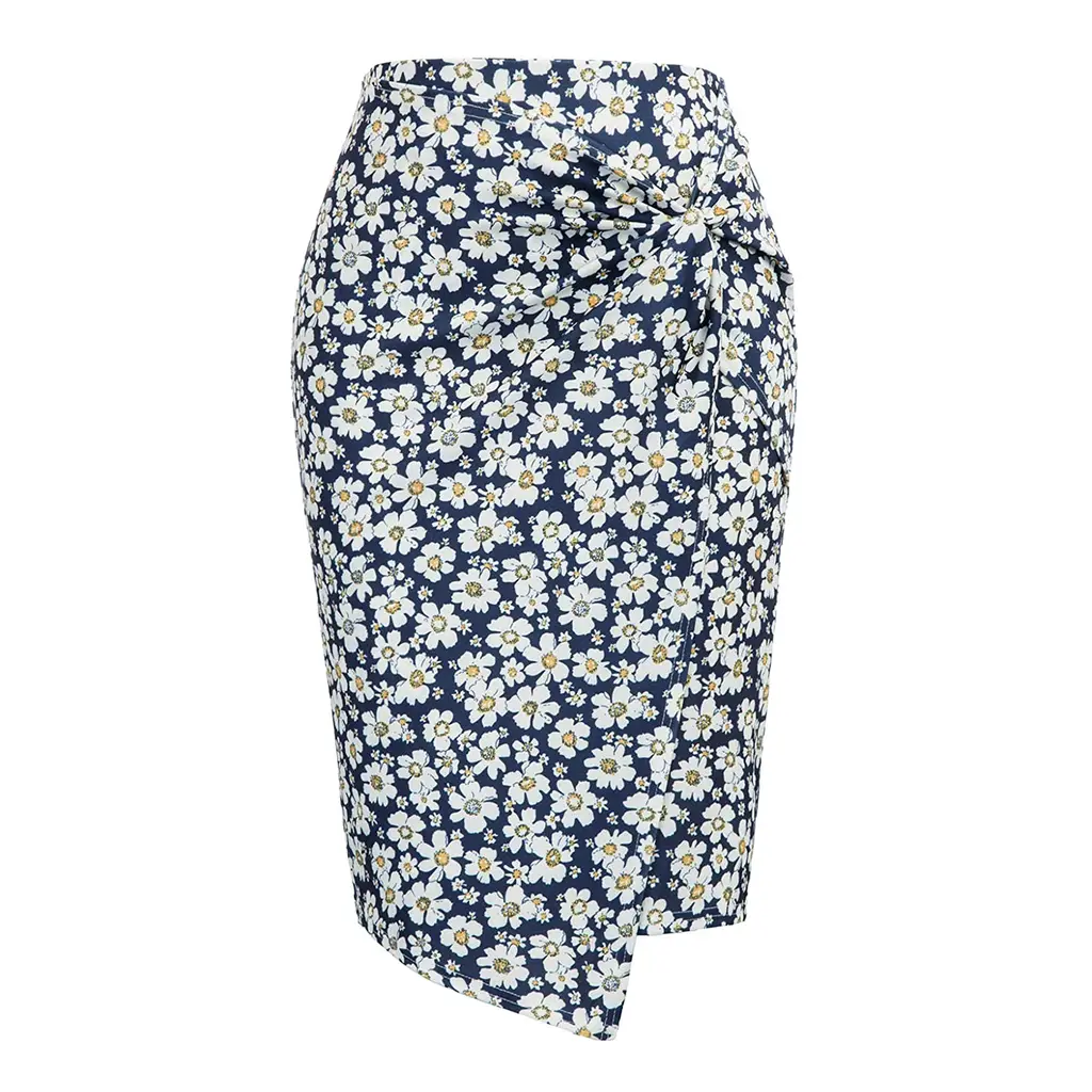 Printed Urban Casual Bag Hip Skirt Skirt - White Flowers B