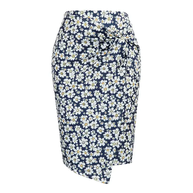 Printed Urban Casual Bag Hip Skirt Skirt White Flowers B - Shop at LoveMi