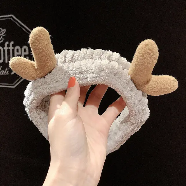Face Wash Hair Band Rabbit Ears Hair Band Plush Bow Headband G - Shop at LoveMi