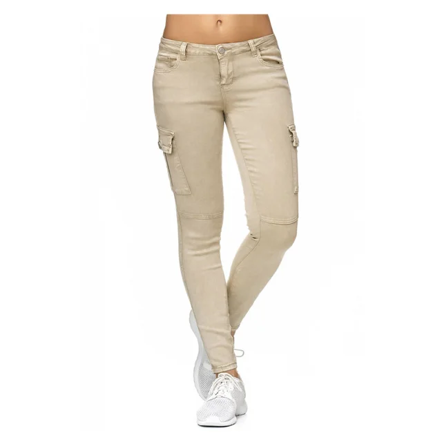Women'S Trousers With Three Dimensional Side Pockets And Skinny Pants Khaki - Shop at LoveMi