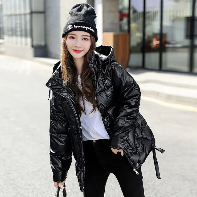 Shiny Korean Style Down Padded Jacket Women'S Short Winter Clothes New Small Disposable Padded Jacket Black - Shop at LoveMi