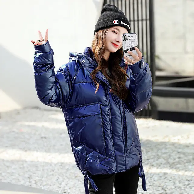 Shiny Korean Style Down Padded Jacket Women'S Short Winter Clothes New Small Disposable Padded Jacket Blue - Shop at LoveMi