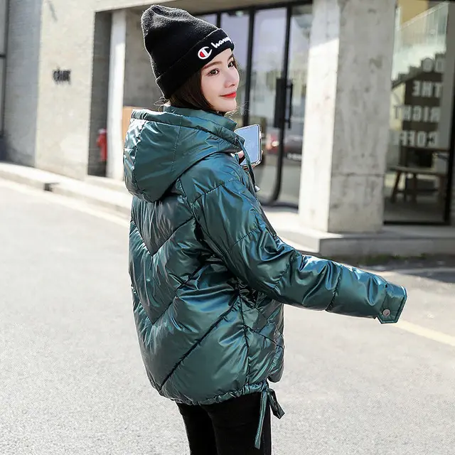 Shiny Korean Style Down Padded Jacket Women'S Short Winter Clothes New Small Disposable Padded Jacket Green - Shop at LoveMi