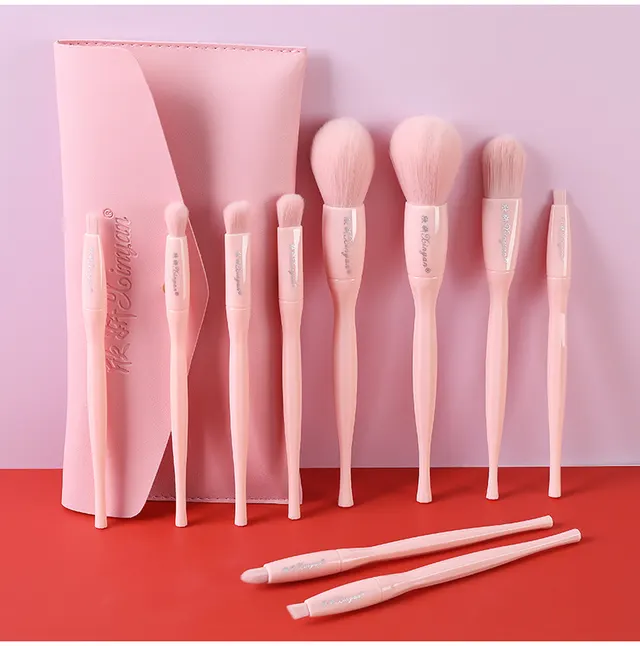 Makeup Brush Set 10 Candy Color Eyeshadow Blush Loose Powder High Gloss Repair Brush Foundation Beauty Tools Full Set Color - Shop at LoveMi