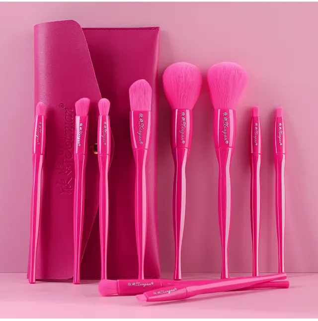 Makeup Brush Set 10 Candy Color Eyeshadow Blush Loose Powder High Gloss Repair Brush Foundation Beauty Tools Full Set Red - Shop at LoveMi