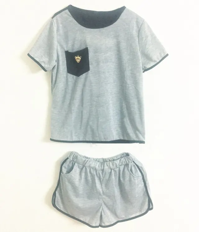 Leopard Logo Fashion Casual Back Hollow Short Sleeves Gray - Shop at LoveMi