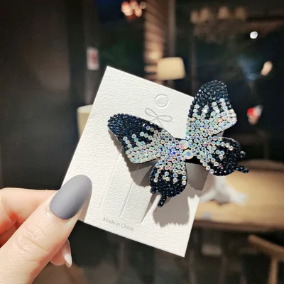 Fairy's Luminous Colored Diamond Butterfly Hairpin Black Diamond - Shop at LoveMi