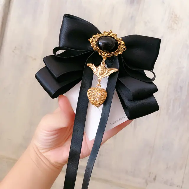 Bow Tie Angel Brooch Jk Bow Tie Women Black Hairpin Style - Shop at LoveMi