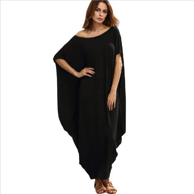 Loose Dress Cross border Explosion Solid Color Pleated Long Skirt Black - Shop at LoveMi